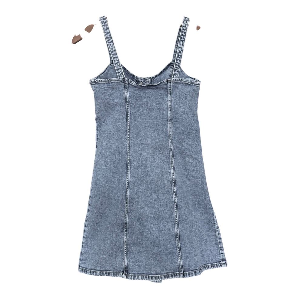 GAP Denim Button-Front Mini Dress Light Wash Jean Strappy Size 2 Y2K Sweetheart - Picture 3 of 5